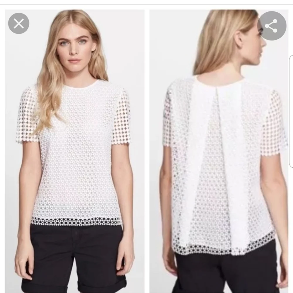 Tory Burch White Eyelet Short Sleeve Top